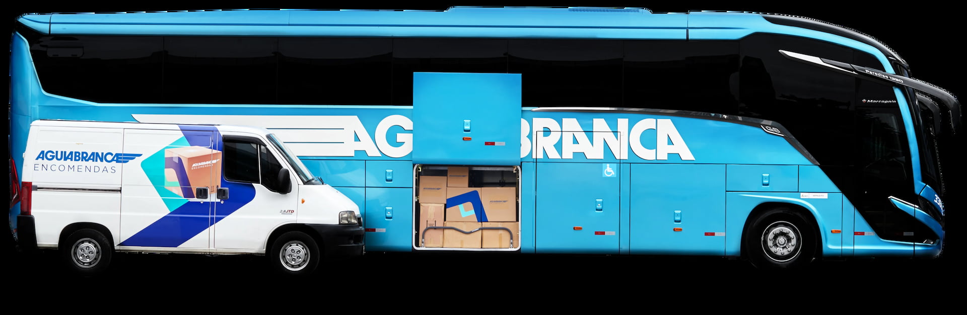 Ônibus e van da Águia Branca Encomendas